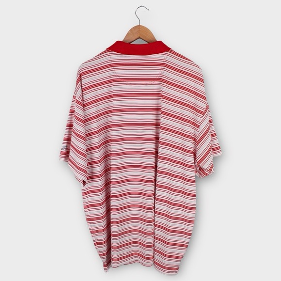 Russell Nebraska Huskers Polo Shirt 3XL Red White Striped Collared Embroidered N - Picture 4 of 4